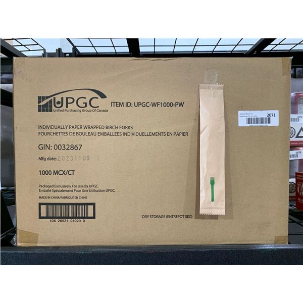 CASE LOT - UPGC Individually Wrapped Disposable Birch Forks  1000 Count