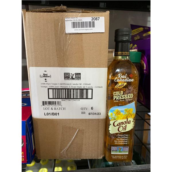 CASE LOT - Real Canadian Gold Cold Pressed 100% Pure Virgin Canola Oil 6x500ml