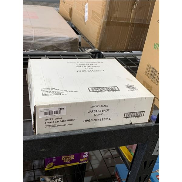 CASE LOT - Strong Black Garbage Bags 42x48" 4 Rolls of 25 Count