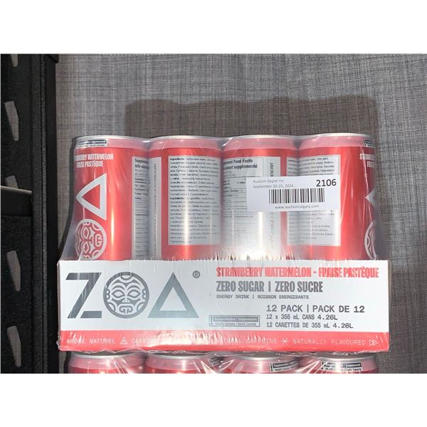 CASE LOT - Zoa Zero Sugar, Strawberry Watermelon  Energy Drink (12 x 355ml)