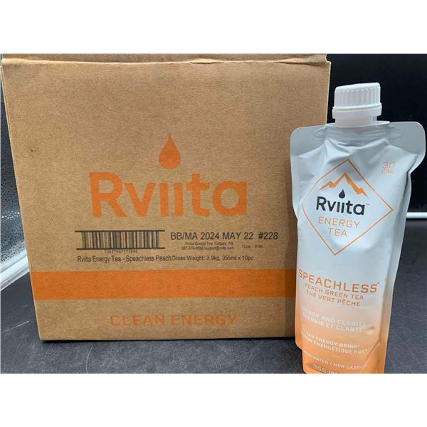 CASE LOT -Rviita Energy Tea Speachlees Peach Green Tea 10x355ml