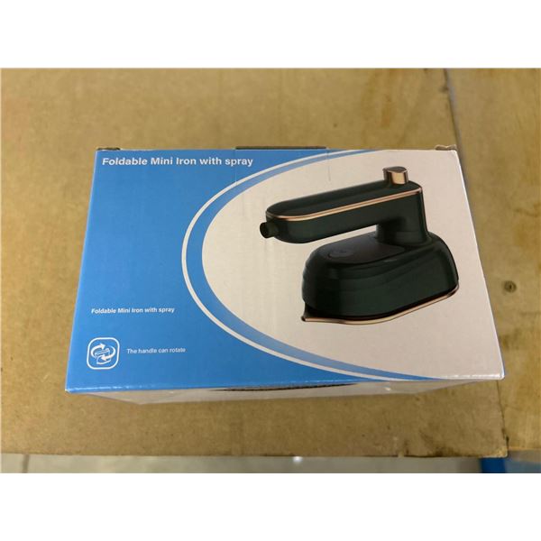 Mini portable and foldable clothing iron with spray function