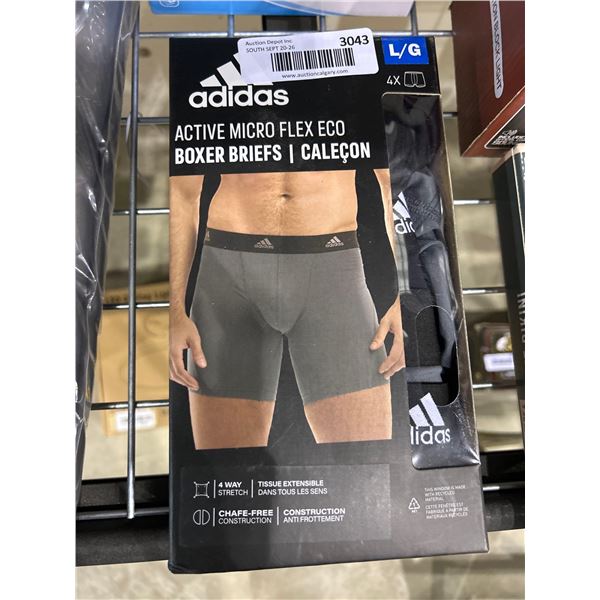Adidas active micro flex mens boxer briefs underwear, size large pack of 4