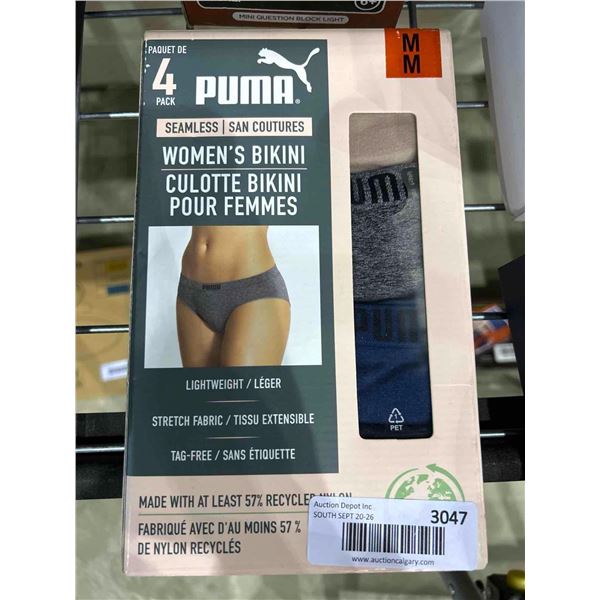 Puma seamless womens bikini style underwear size medium, pack of 4