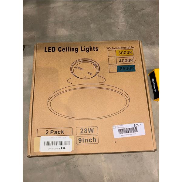 LED flush mount ceiling lights with 3 selectable colours, pack of 2