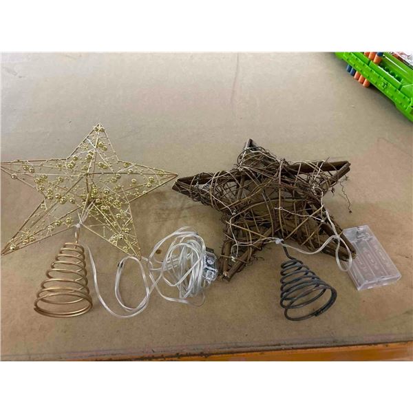Lot of 2 battery powered star Christmas tree topper decorations