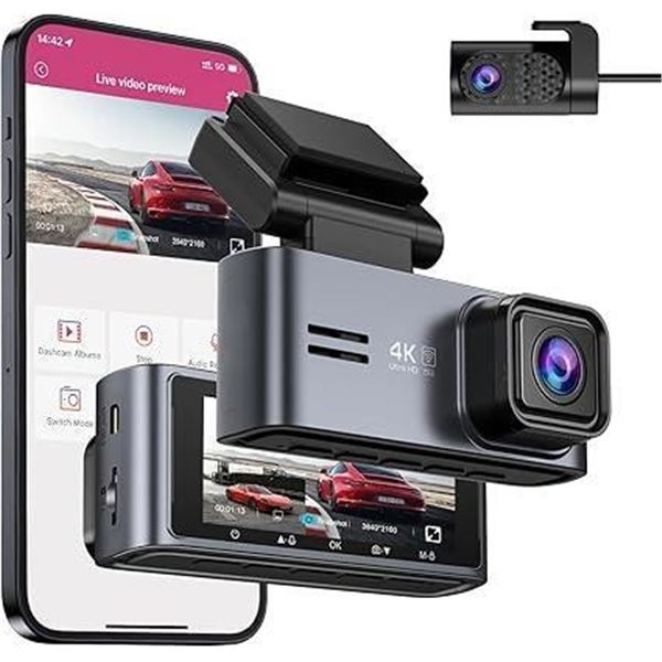 Sarmert 4K Dash Cam 5G WiFi,Dash Cam Front and Rear 4K/2K/1080P+1080P,Dash Camera for Cars with 3.18