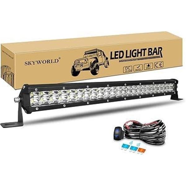 SKYWORLD Slim LED Light Bar 20 Inch, 144W Dual Row Light Bar Spot Beam Off Road Driving Lights with 