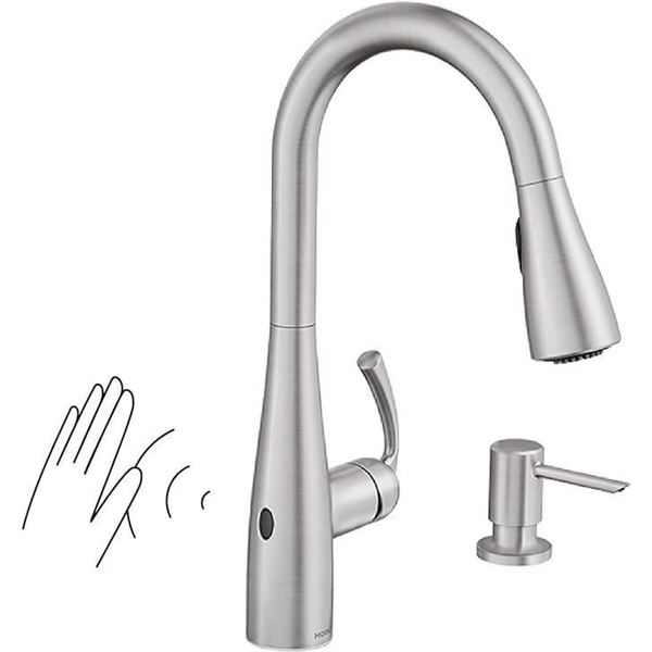 Moen Essie Spot Resist Stainless Touchless One-Handle Kitchen Faucet, Motion Activated Pull Down Kit