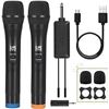 Image 1 : Wireless Microphone, ALPOWL Professional Dual UHF Cordless Microphone Wireless mic System for Karaok