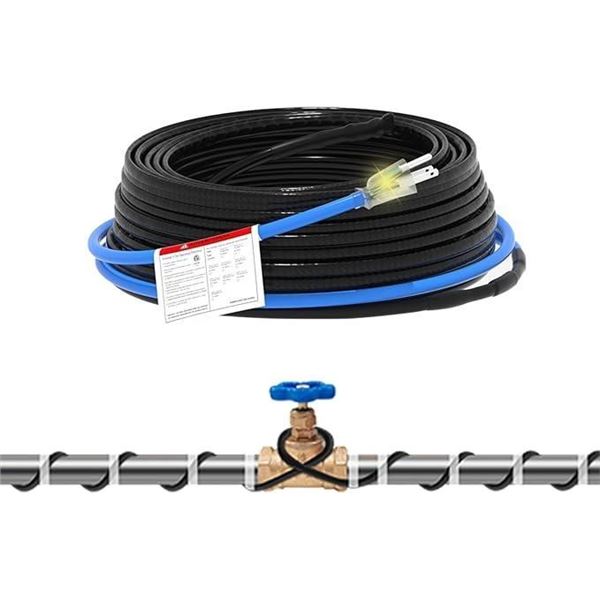 TOPDURE TDSF1-CT 75ft Self-Regulating Heated Tape for Water Pipes, ETL Certified, Ensures Reliable P