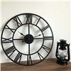 Image 1 : Large Modern Metal Wall Clocks,Round Nearly Silent Little Ticking Battery Operated Black Roman Numer