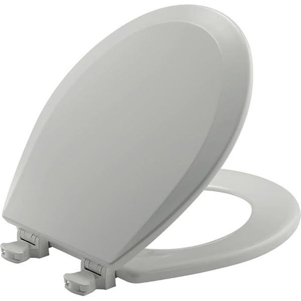 Bemis 500EC062 Molded Wood Round Toilet Seat with Easy Clean and Change Hinge, Ice Grey