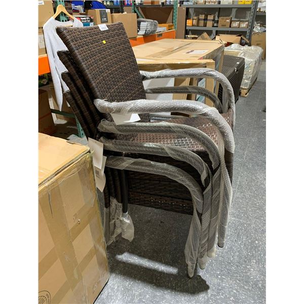 Lot of 4 Wicker Style Stacking Patio Chairs