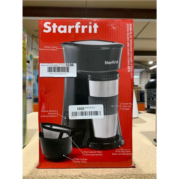 Starfrit 12oz Single-Serve Drip Coffee Maker Travel Mug Included