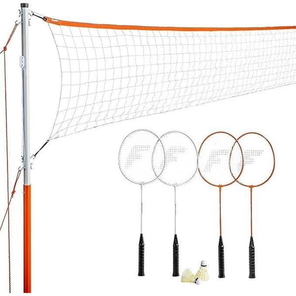 Franklin Sports Badminton Net Sets - Outdoor Backyard + Beach Badminton Net + Equipment Set - (4) Ra
