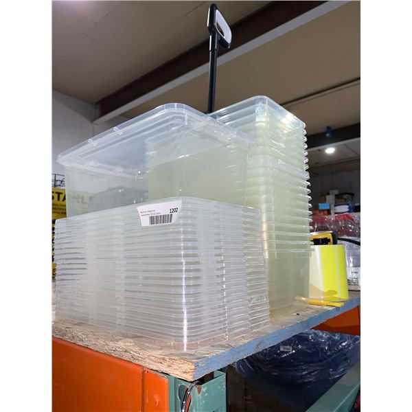 Lot of Plastic Bins With Lids 4.5"D x 12.5L x 6"W