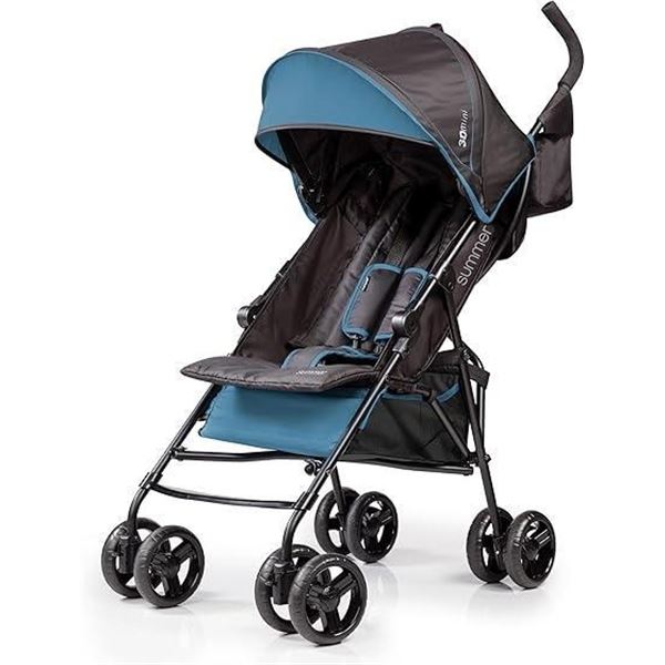 Summer Infant Infant 3Dmini Convenience Stroller, Blue/Black – Lightweight with Compact Fol