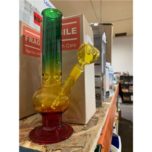 Rasta Colored Glass Bong 9"