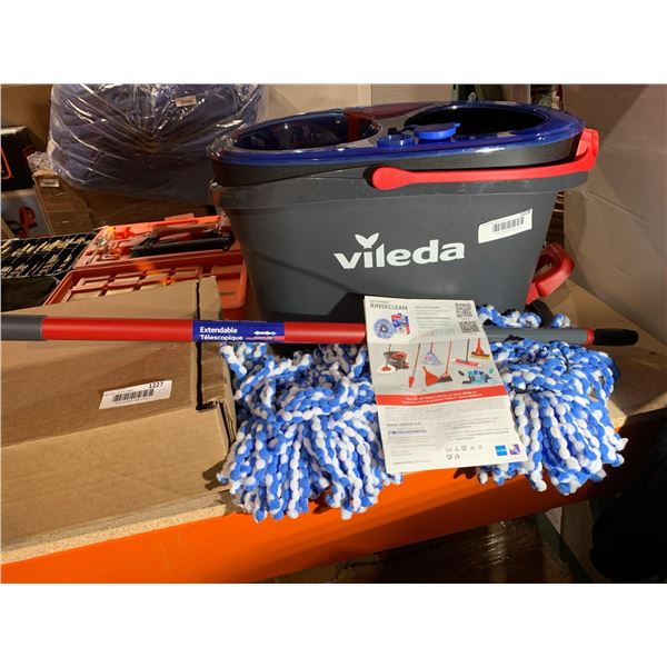 Vileda EasyWring RinseClean Spin Mop & Bucket System with 1 Extra Refill | 2-Tanks Separate Clean an
