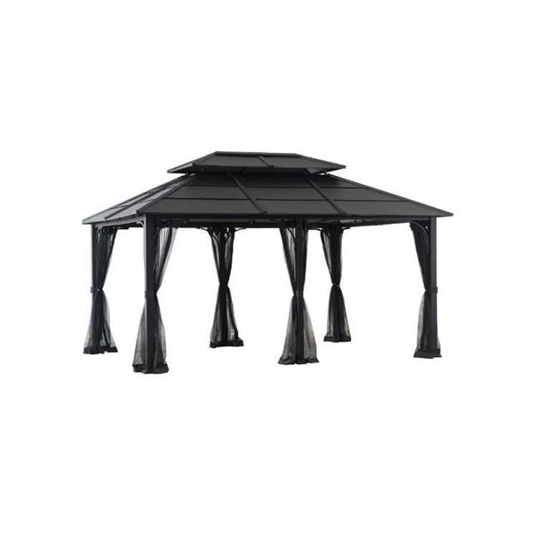 Hampton Bay Farrington 12 Ft x 16 Ft Hard Top Gazebo - Graphite