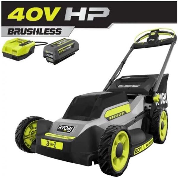 RYOBI 40V HP Brushless 20 in. Cordless Battery Walk Behind Push Mower with 6.0 Ah Battery and Charge