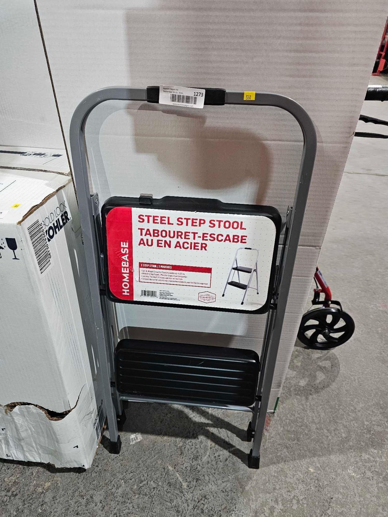 Homebase Stool Step Homebase Steel Step Stool - 2 Step Folding Step Stool