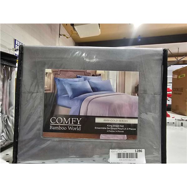 Comfy Bamboo World 4-Piece Sheet Set, Charcoal - Size King