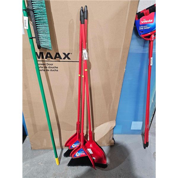 Lot of 3 Vileda  Oskar Broom & Dust Pan Sets