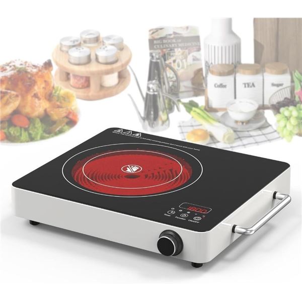 BGK Electric Cooktop,120V 1800W Electric Stove Top with Knob Control,9 Power Levels, Kids Lock & Tim