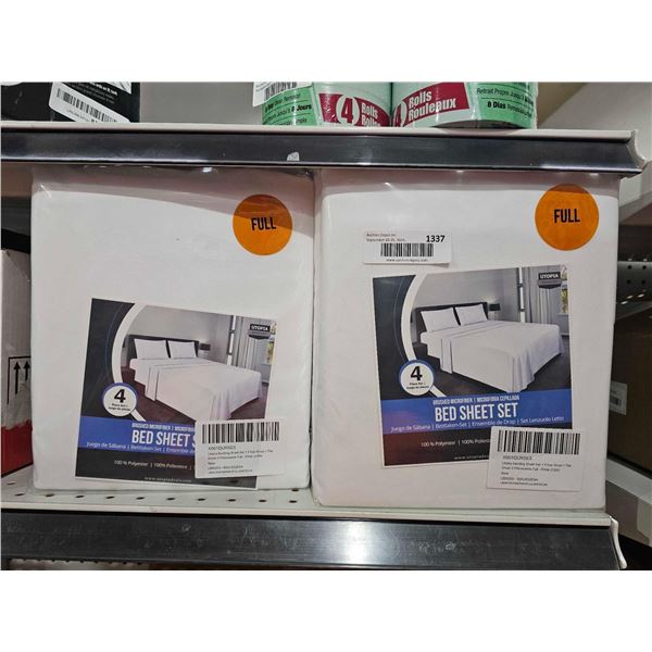 Utopia Bedding Sheet Set - Brushed Microfiber - White - Size : Full - Lot of 2 Sets