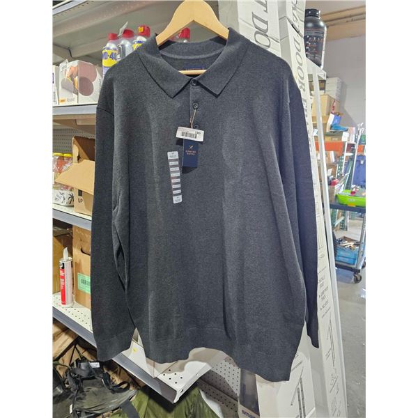 Denver Hayes Men's Collared Sweater - Black Heather - 2X-Large