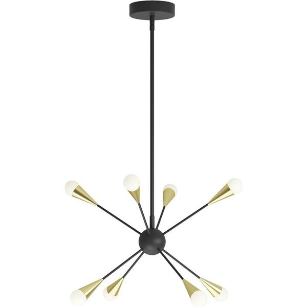 artika Wayden 21W LED Integrated Sputnik Pendant Light Fixture, Black and Gold Ideal for Dining Room