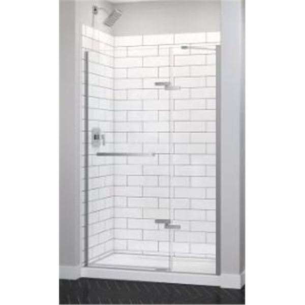 MAAX Reveal Sleek 44 to 47 in. W x 71.5 in. H Frameless Reversible Pivot Shower Door in Chrome with 