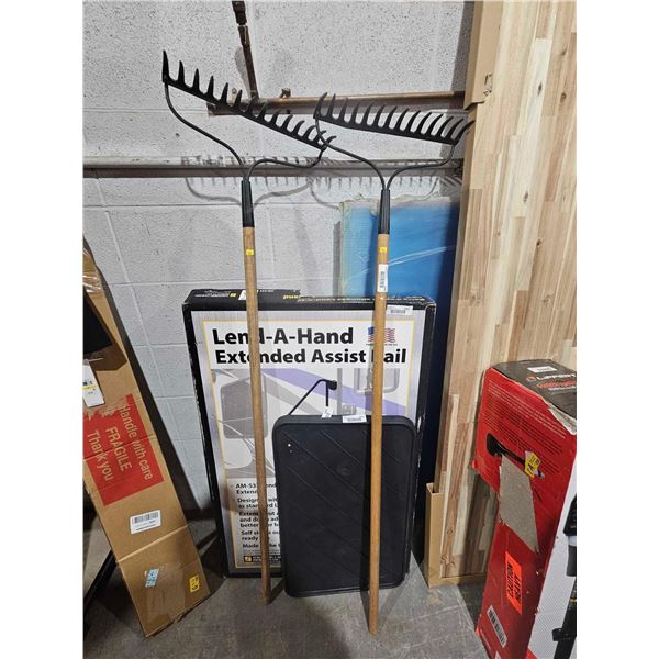 Lot of 2 Wooden Handled Rakes