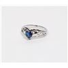 Image 1 : NEW SILVER TONE BLUE HEART GEMSTONE RING