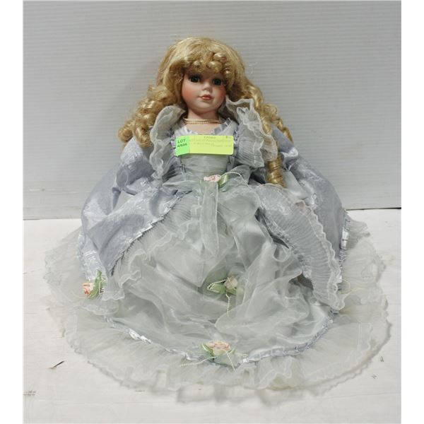PORCELAIN STANDING PRINCESS DOLL IN BLUE DRESS