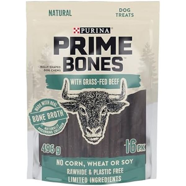 NEW PURINA PRIME BONES WITH GRASS FED BEEF 16PK