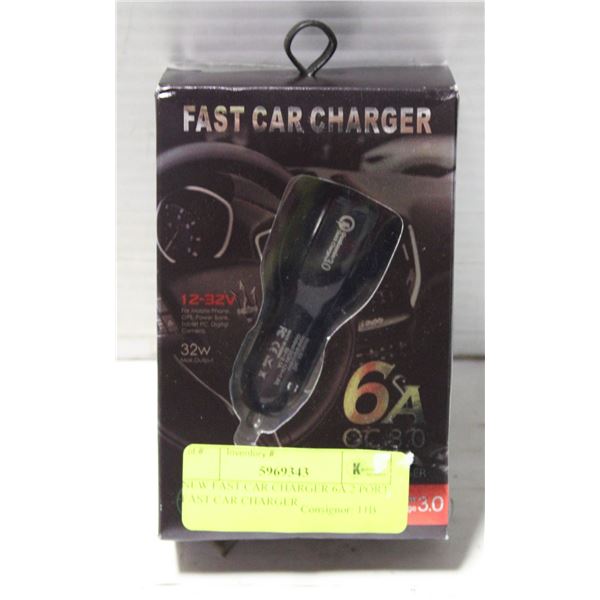 NEW FAST CAR CHARGER 6A 2 PORT FAST CAR CHARGER