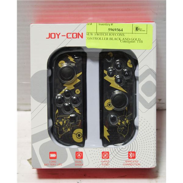 NEW SWITCH JOYCONS CONTROLLER BLACK AND GOLD