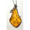 Image 1 : 22)  SILVER TONE & "BALTIC AMBER" PENDANT