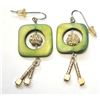 Image 1 : 25)  SILVER TONE & PALE GREEN ABALONE DROP