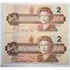Image 1 : 2)  LOT OF 2 CANADIAN $2.00 BANKNOTES