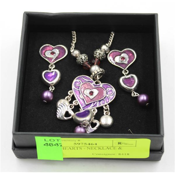 PURPLE HEARTS - NECKLACE & EARINGS