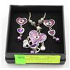 Image 1 : PURPLE HEARTS - NECKLACE & EARINGS