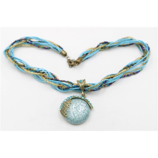 BLUE STONE/BEAD NECKLACE