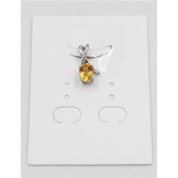 #48-UNHEATED CITRINE  & CZ GEMSTONE PENDANT