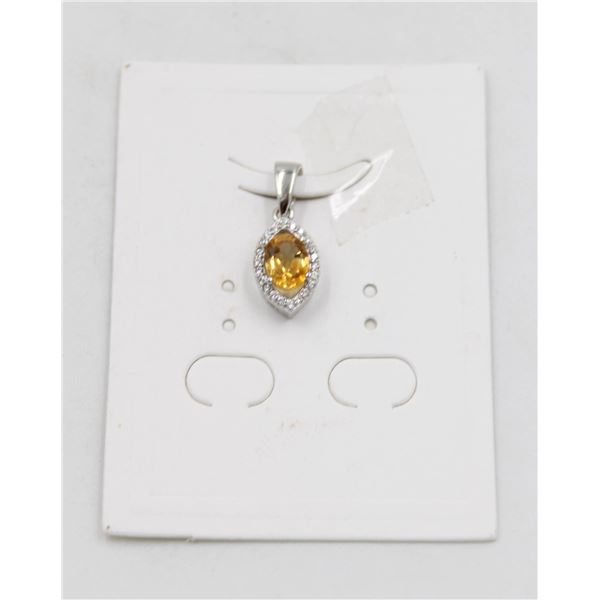 #53-UNHEATED CITRINE  & CZ GEMSTONE PENDANT