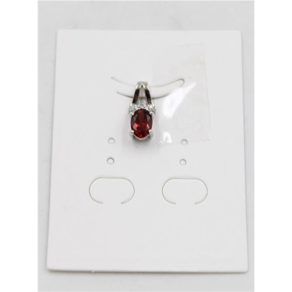 #99-UNHEATED  RED GARNET  & CZ GEMSTONE PENDANT