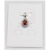 Image 1 : #112-UNHEATED  RED GARNET  & CZ GEMSTONE PENDANT